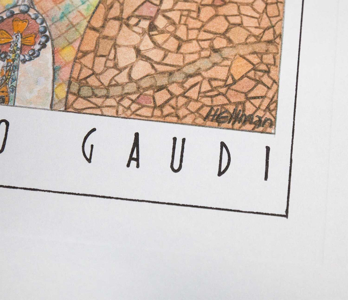 Antoni Gaudi Original Lithograph by Louis Hellman Signed