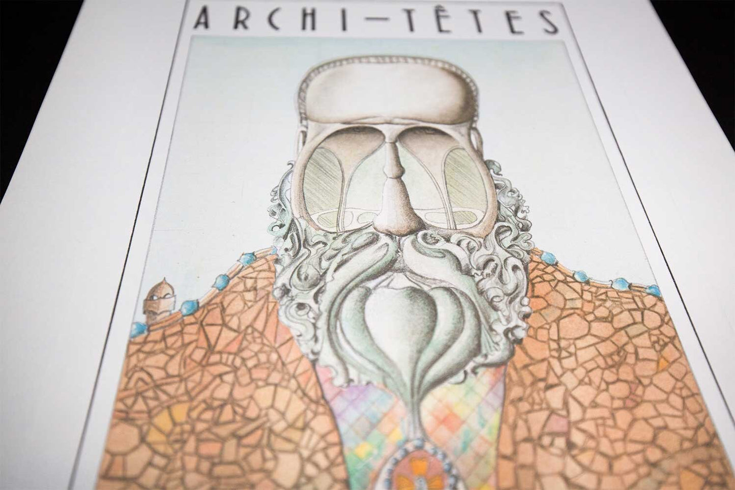 Antoni Gaudi Original Lithograph by Louis Hellman Signed