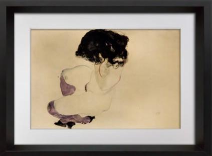 Egon Schiele Lithograph "Nude w/ purple Stocking"