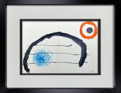 Hand Signed Original Joan Miro Double Lithograph in Color