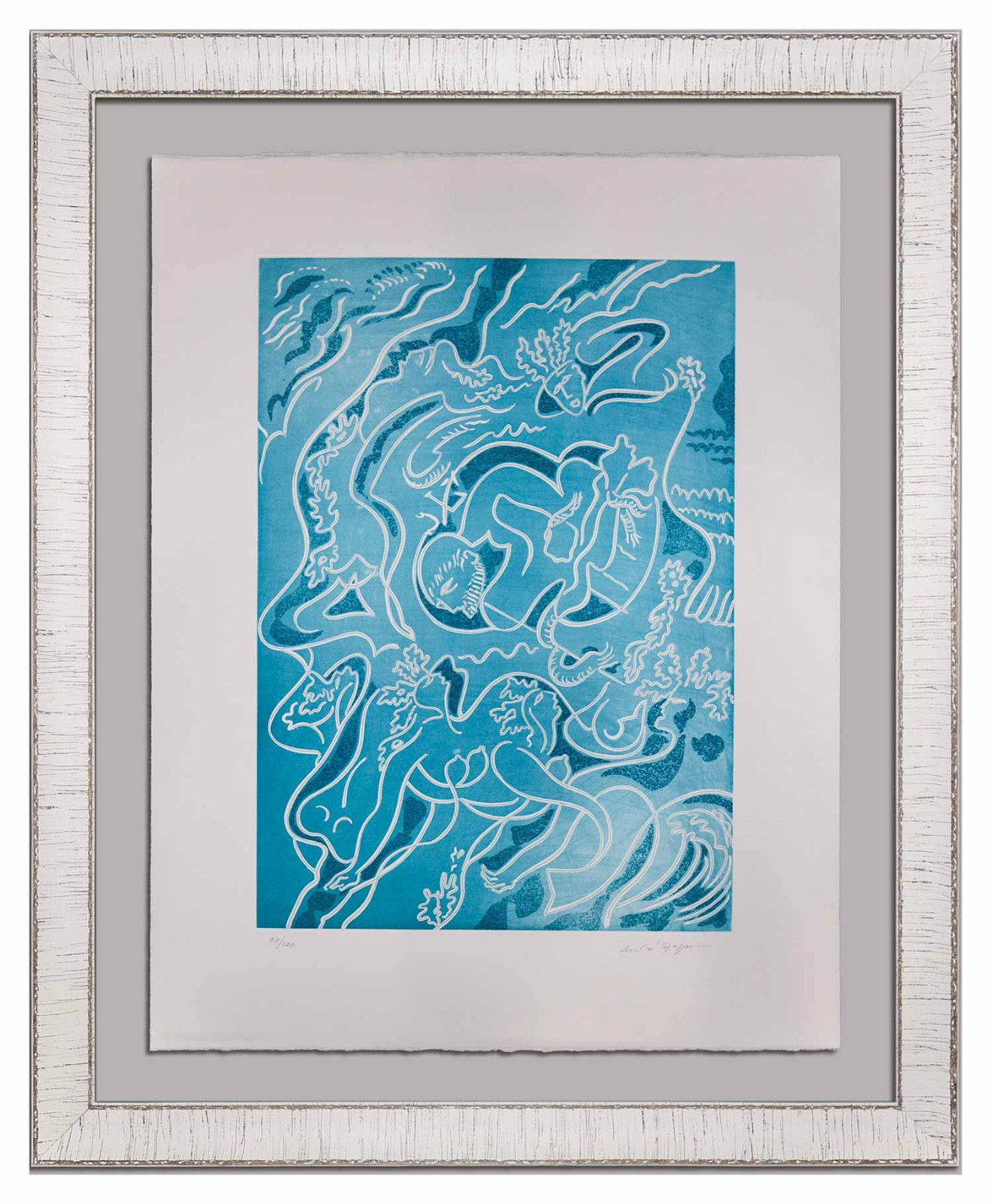 Andre MASSON ETCHING in Aquatint ~Hand SIGN "Sirens"- Ed. No. 89/120 w/Frame