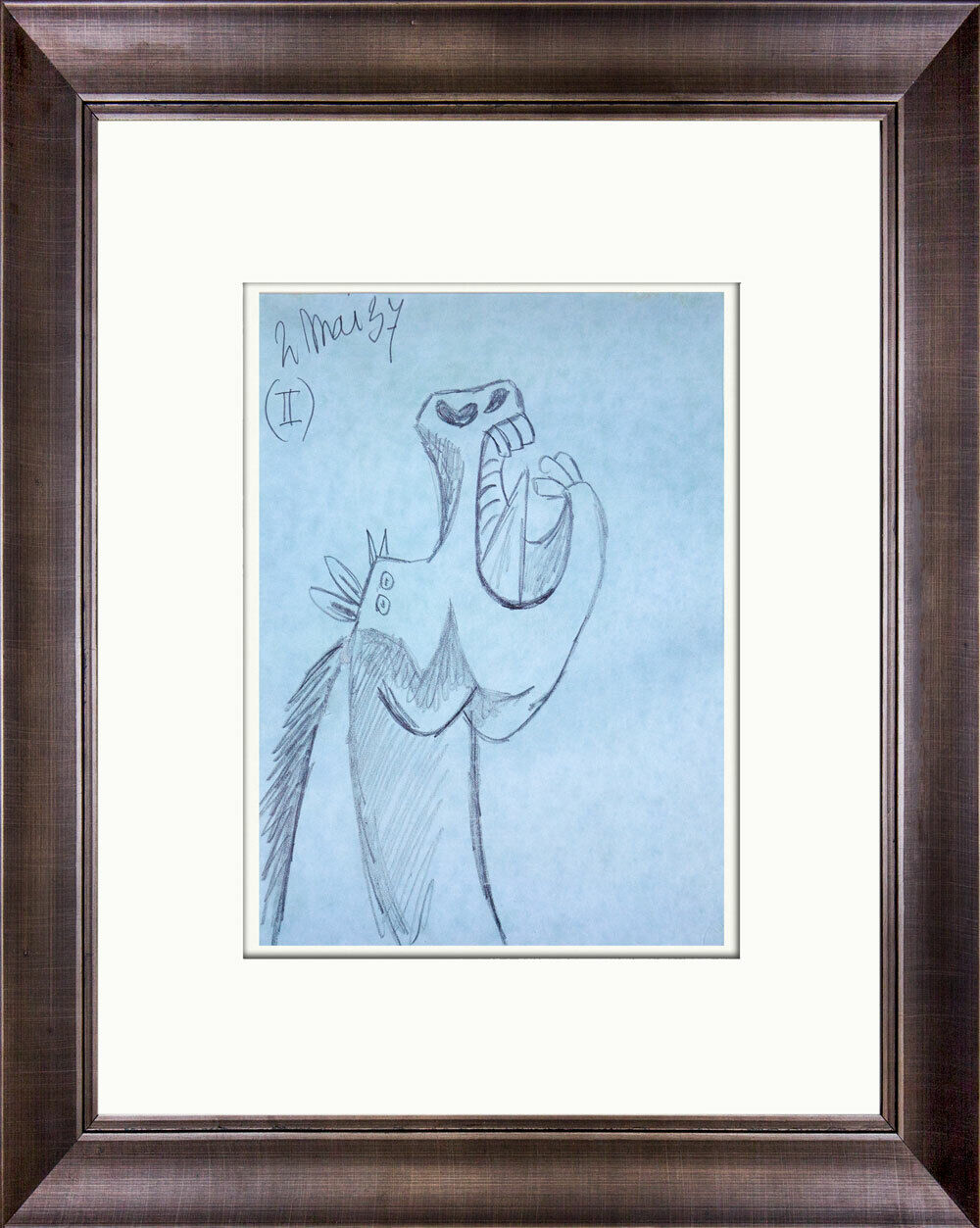 Pablo Picasso Guernica Horse Lithographs Limited Edition Set of 2 Custom Framed