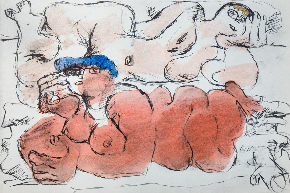 Le CORBUSIER Color LITHOGRAPH Limited Edition Pochoir "Femmes Couchées"