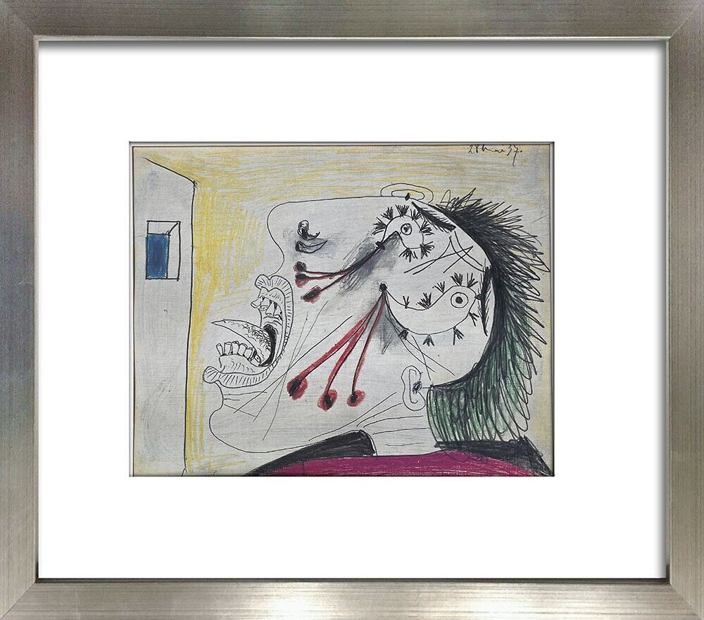 Pablo Picasso Guernica Preparatory Lithographs “Mai 37” Limited Edition Set of 2 Custom Framed