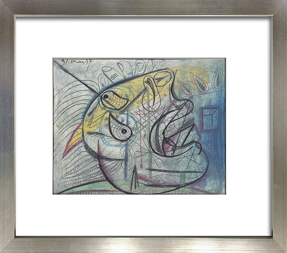 Pablo Picasso Guernica Preparatory Lithographs “Mai 37” Limited Edition Set of 2 Custom Framed