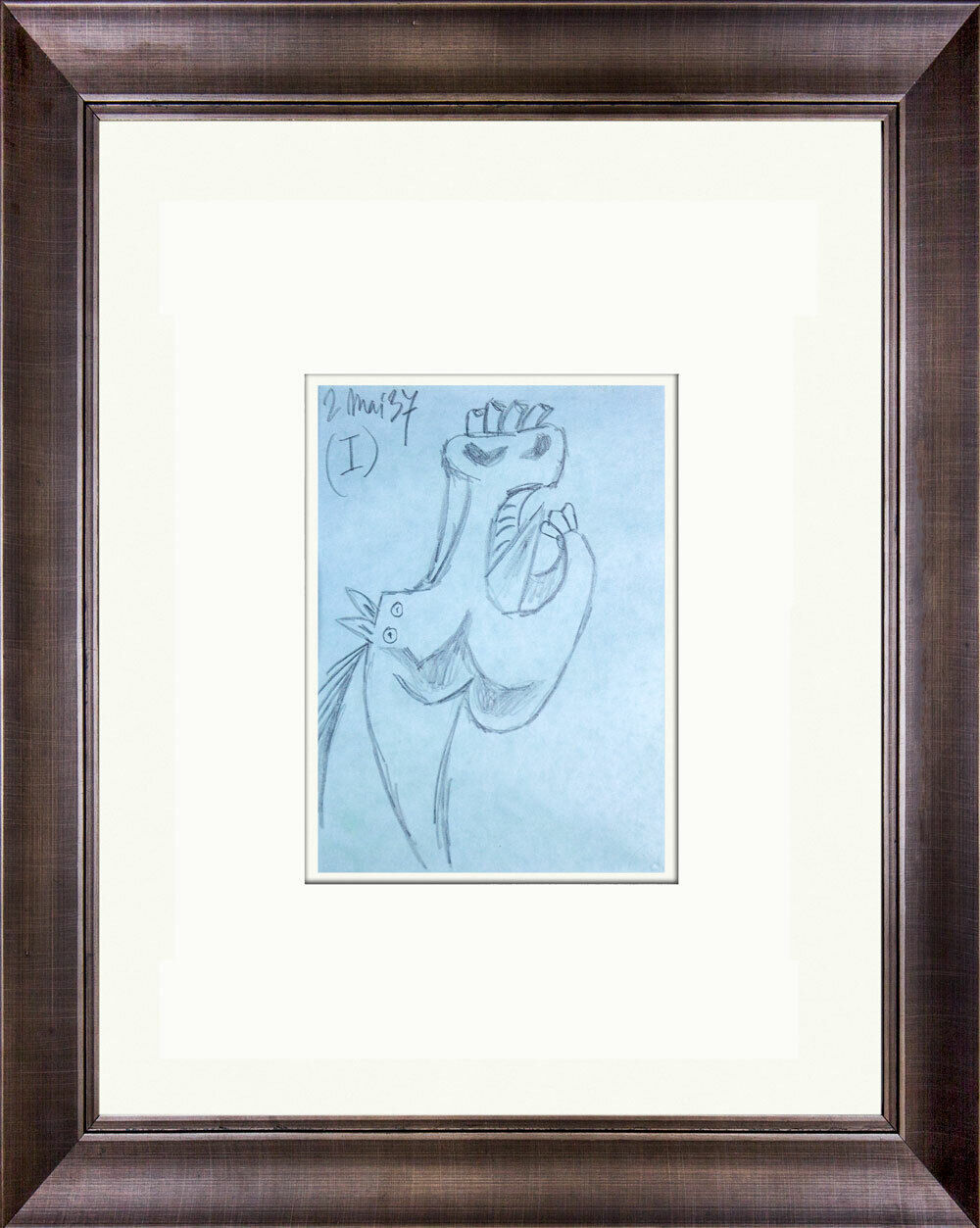 Pablo Picasso Guernica Horse Lithographs Limited Edition Set of 2 Custom Framed