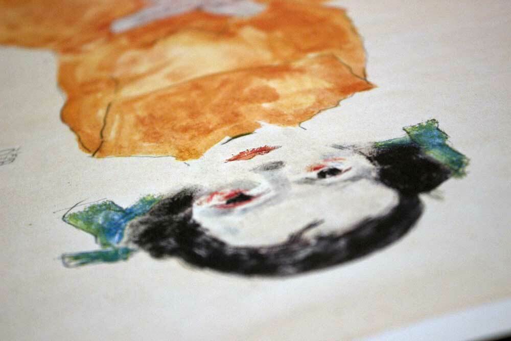 Egon SCHIELE Lithograph “Girl in Yellow Dress” Sign #‘ed LIMITED w/FRAME