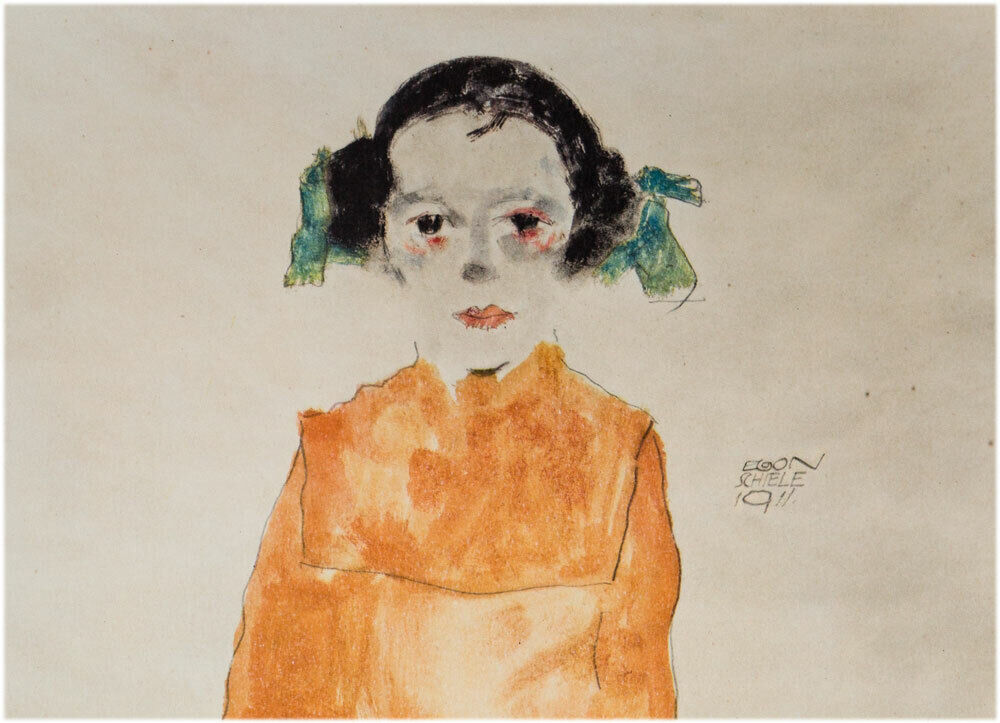 Egon SCHIELE Lithograph “Girl in Yellow Dress” Sign #‘ed LIMITED w/FRAME