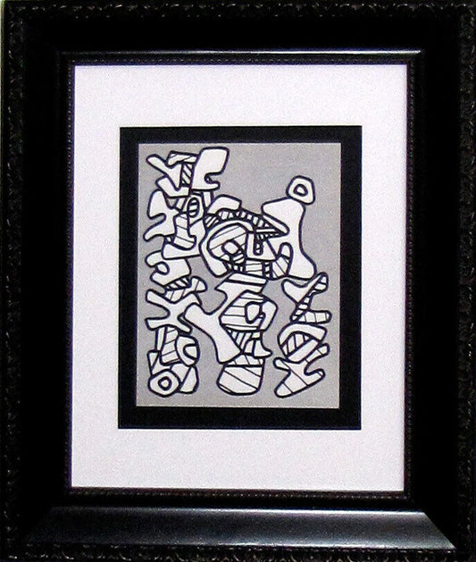 Jean Dubuffet LITHOGRAPH Limited EDITION - 1973 Abstract Forms w/Custom Frame
