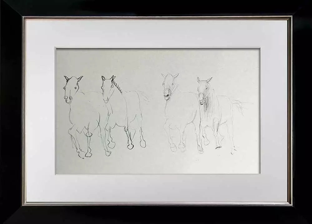 2 Henry MOORE Lithographs Limited EDITION (Horses) 2 pc. +FRAME