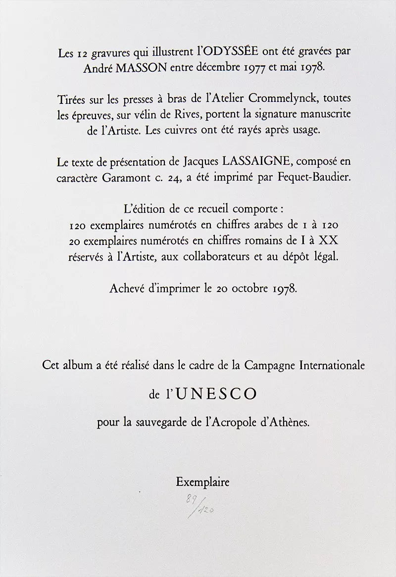 Andre MASSON ETCHING ~HAND SIGNED ~ Ltd EDITION in Aquatint 89/120 +FRAMING