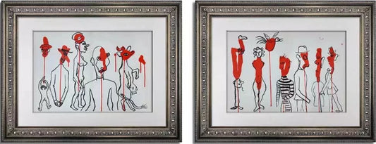 2 Alexander CALDER Original COLOR Lithograph (set of 2) LIMITED Ed w/Frame
