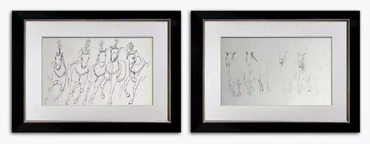 2 Henry MOORE Lithographs Limited EDITION (Horses) 2 pc. +FRAME