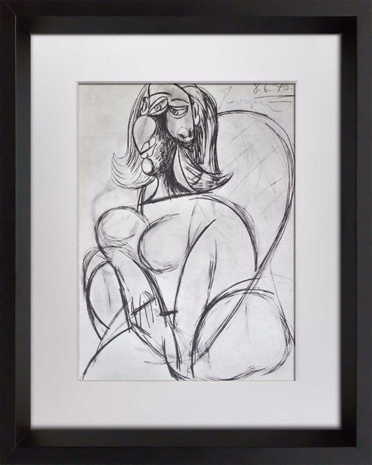Pablo Picasso Limited Edition Lithograph “8.6.40” Justification Limited Edition +Custom Framing