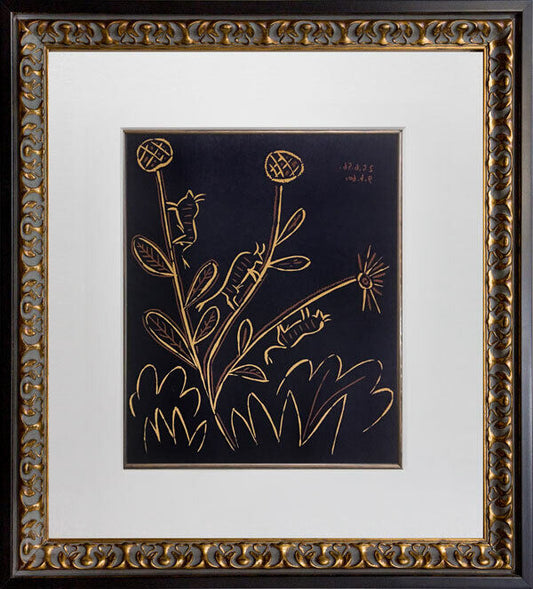 Pablo Picasso Linogravure Ltd Edition "Plante Aux Toritos”1959 w/Frame Included