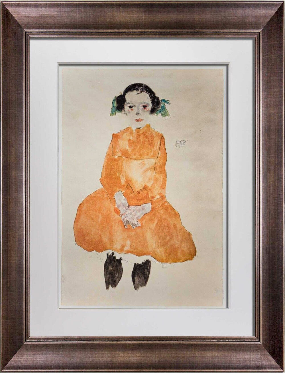 Egon SCHIELE Lithograph “Girl in Yellow Dress” Sign #‘ed LIMITED w/FRAME