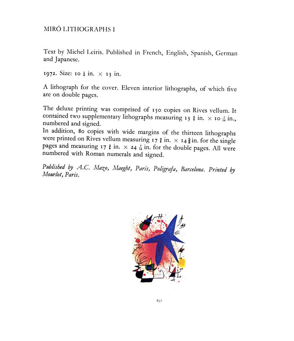 Joan Miro Original Lithograph 1972