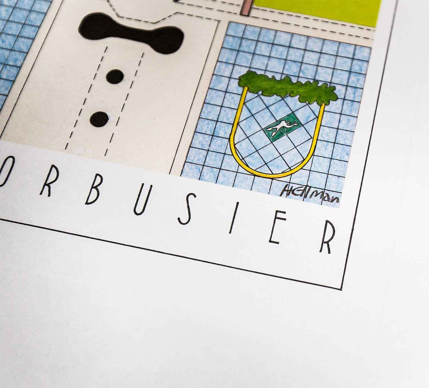 Le Corbusier Original Lithograph by Hellman Signed