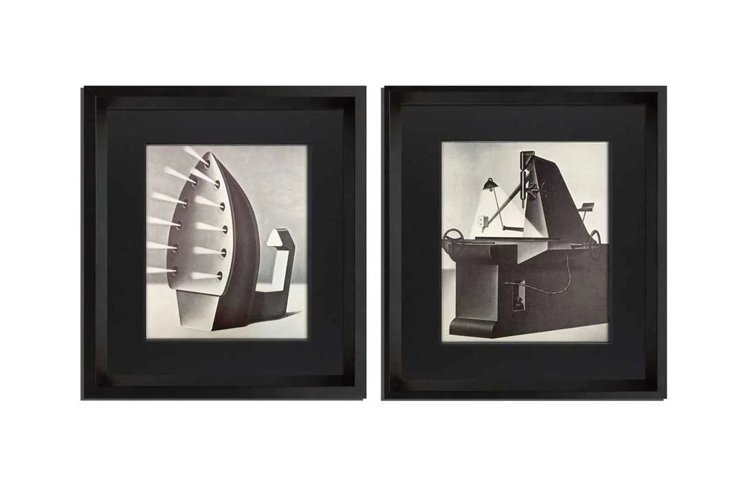 2 Konrad KLAPHECK Lithograph Ltd. Ed. (Set of 2) "Fanatique & La Mére.." w/FRAME