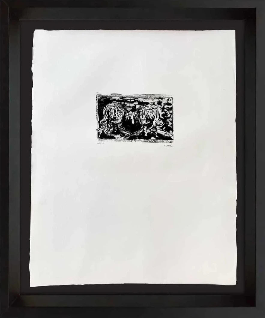 Henry MOORE - HAND SIGNED Lithograph ORIGINAL "Two Heads" XL w/Frame