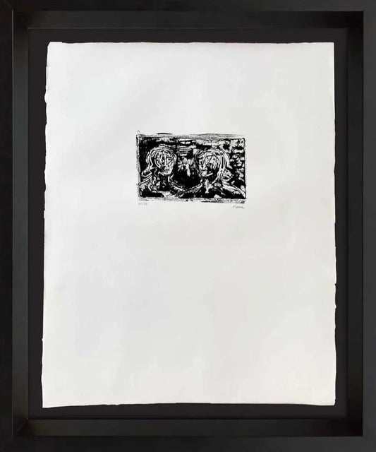 Henry MOORE - HAND SIGNED Lithograph ORIGINAL "Two Heads" XL w/Frame