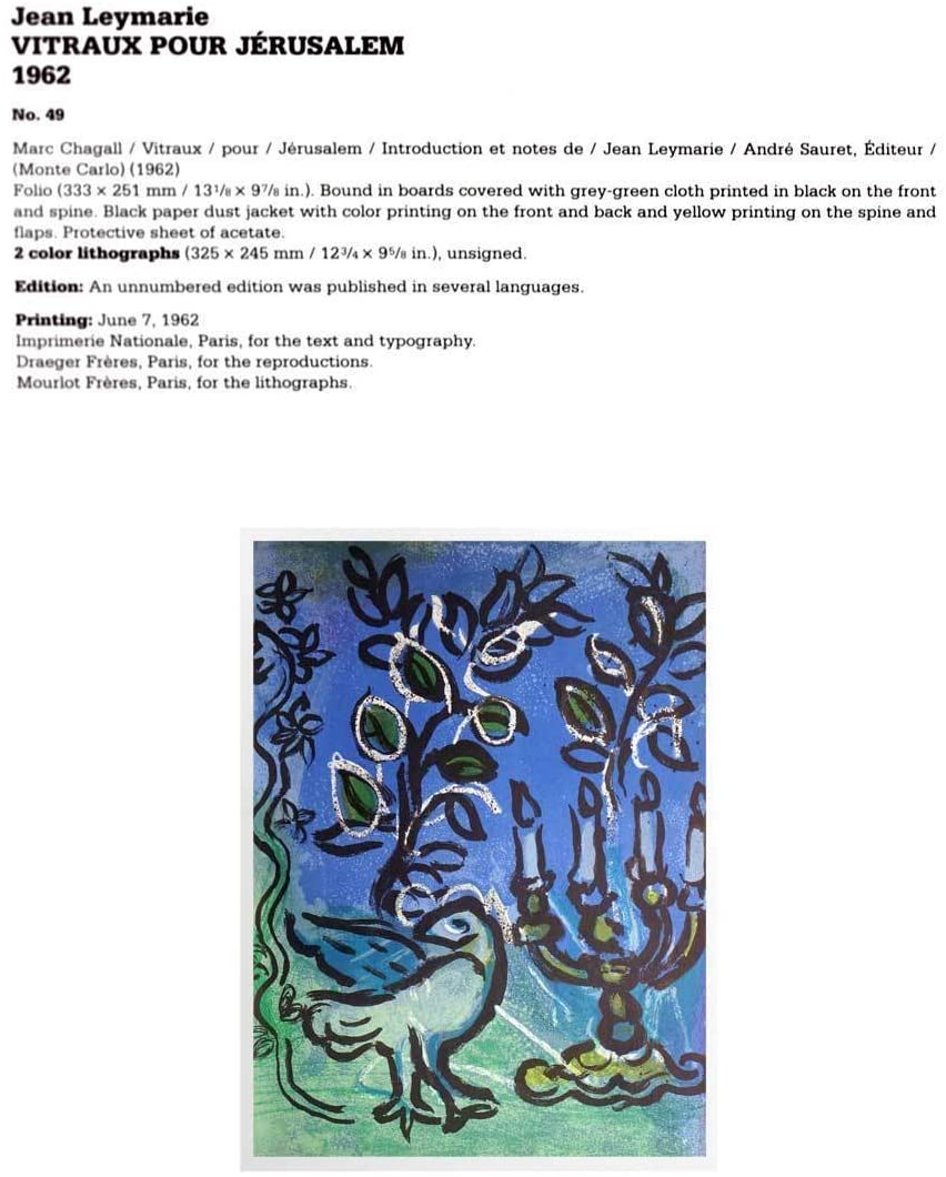 Marc CHAGALL Lithograph LIMITED Edition ORIGINAL+ 1962 w/Cat .Ref.c49 & FRAME