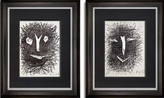 2 Pablo PICASSO Original LITHOGRAPH (2pc SET) +Catalogue Ref: c125 b1108