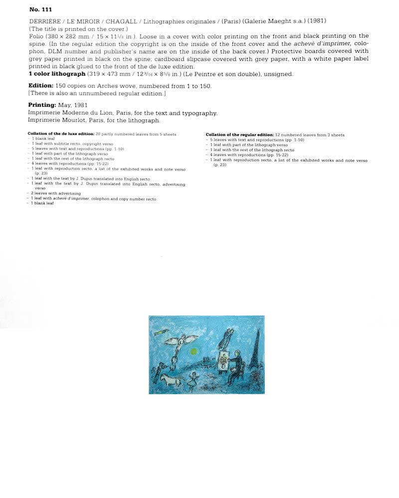 Marc CHAGALL Color Lithograph LIMITED E. no.82 ~"Painter and his double" w/FRAME