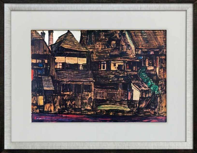 Egon Schiele Lithograph #‘ed Ltd. Ed. “Houses in Krumau”