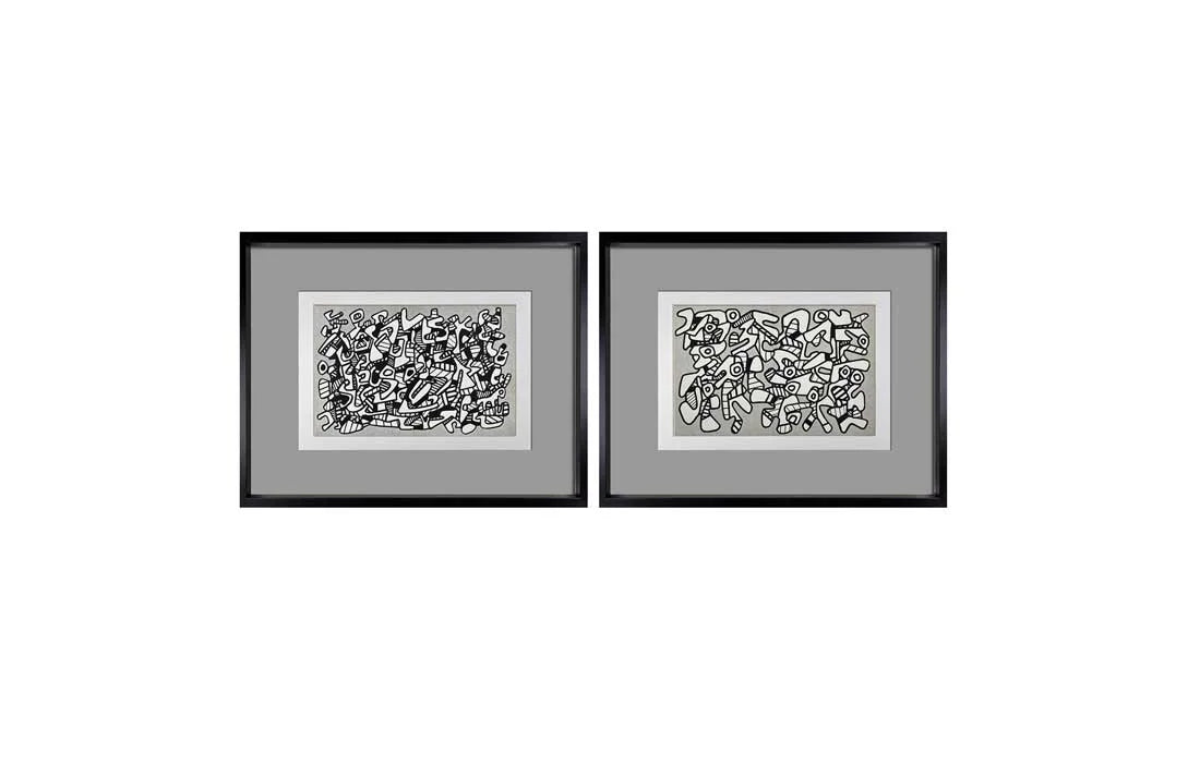 2 Jean Dubuffet Lithograph Limited Edition - Vacuum Forms (set of 2)