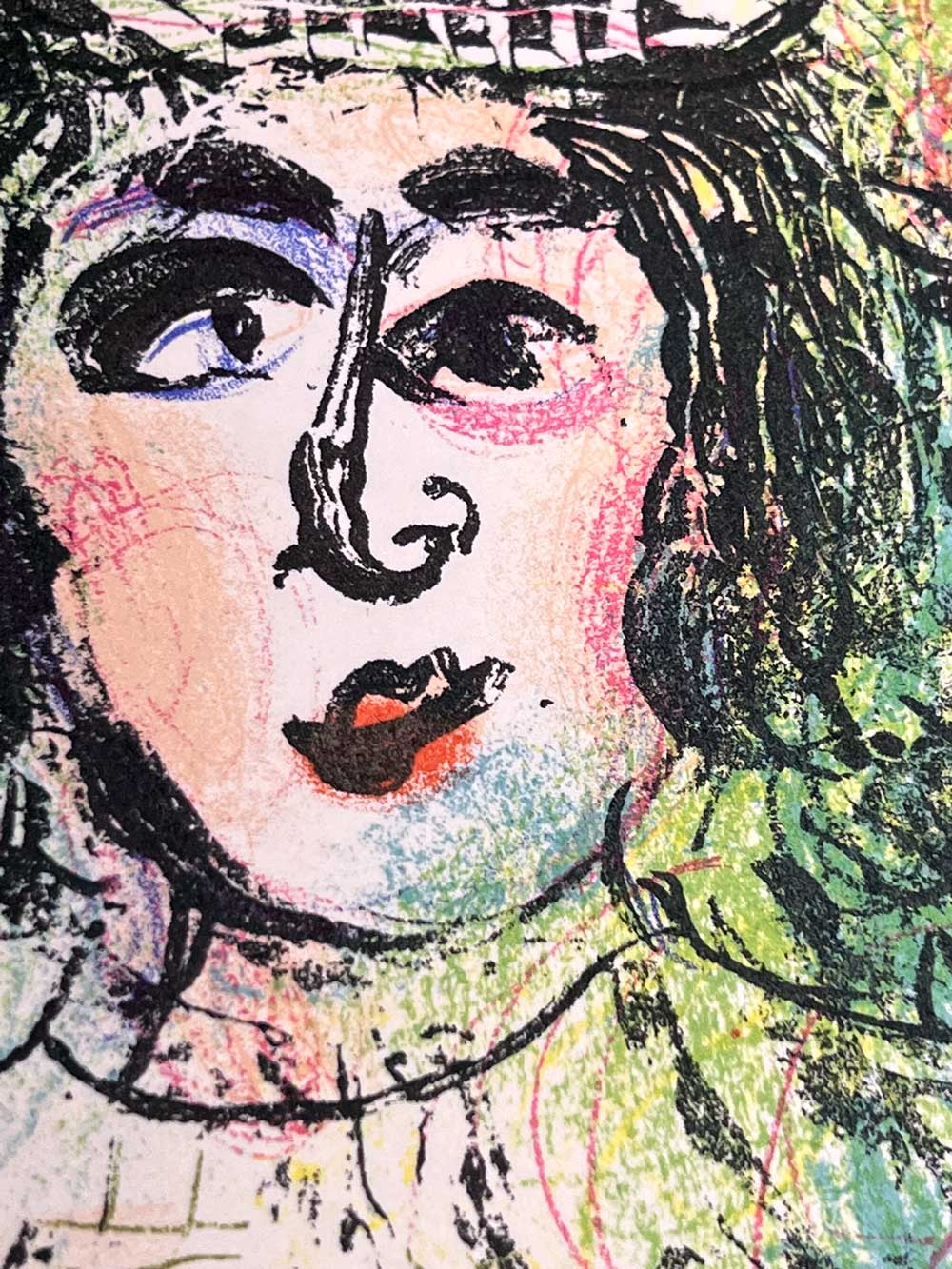 Marc CHAGALL Ltd. Edition ORIGINAL Lithograph "Clown with flowers" 1963