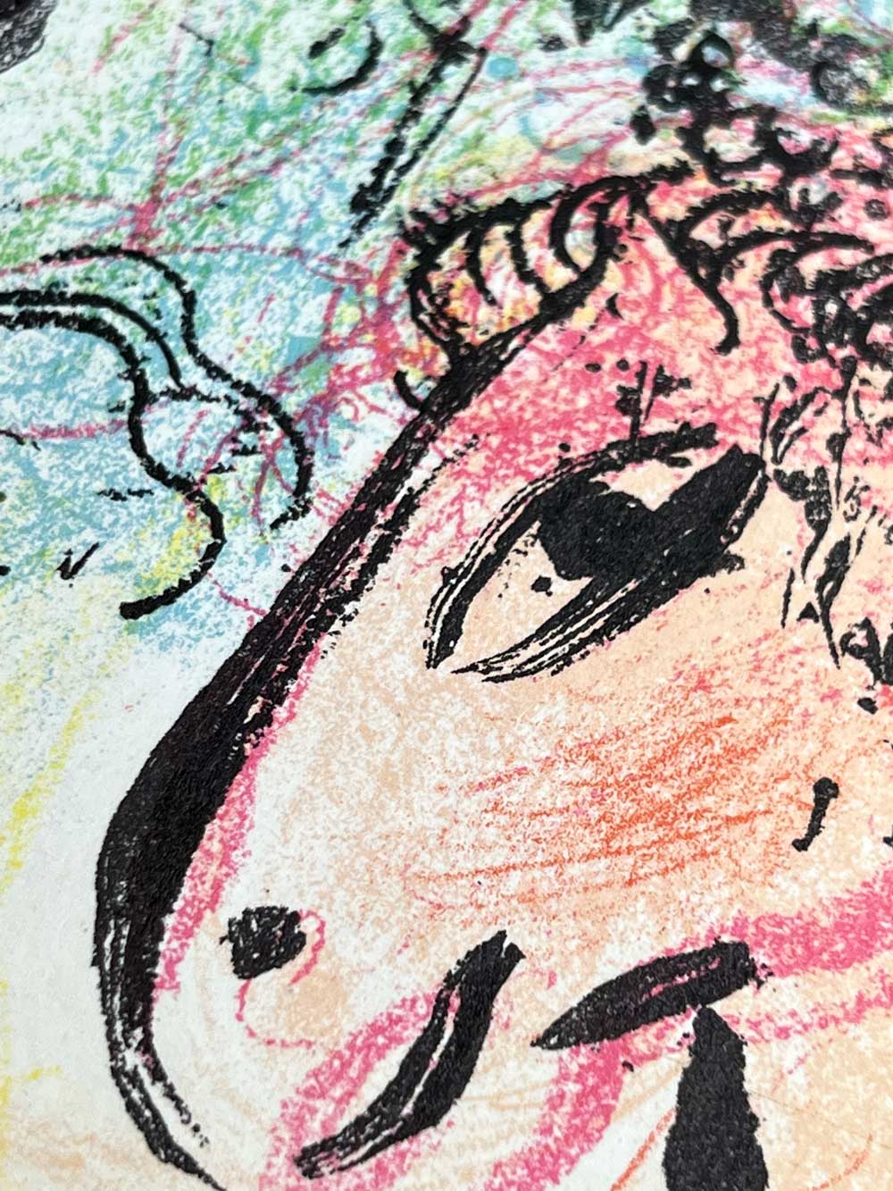 Marc CHAGALL Ltd. Edition ORIGINAL Lithograph "Clown with flowers" 1963