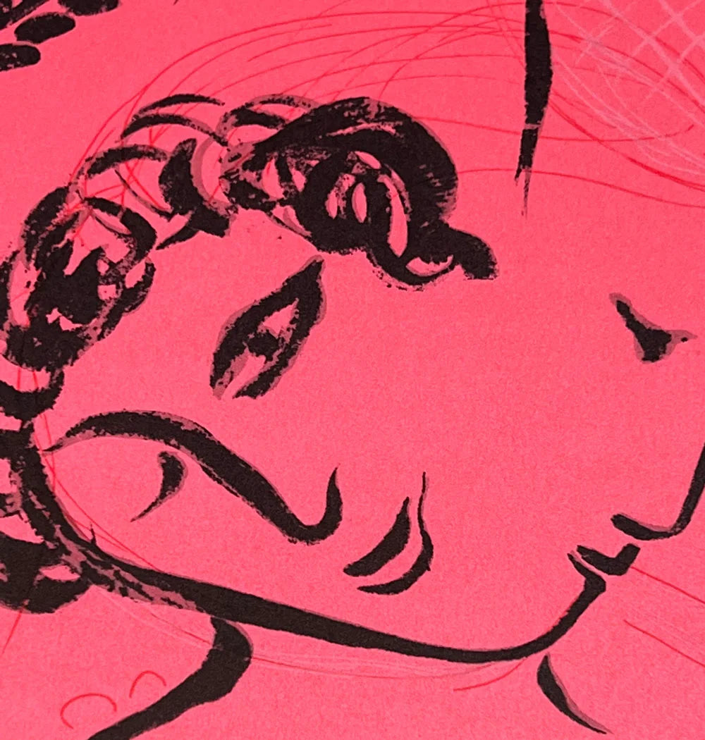 Marc CHAGALL Color Lithograph LIMITED Ed. "le peintre en rose ..." 1963 w/FRAME