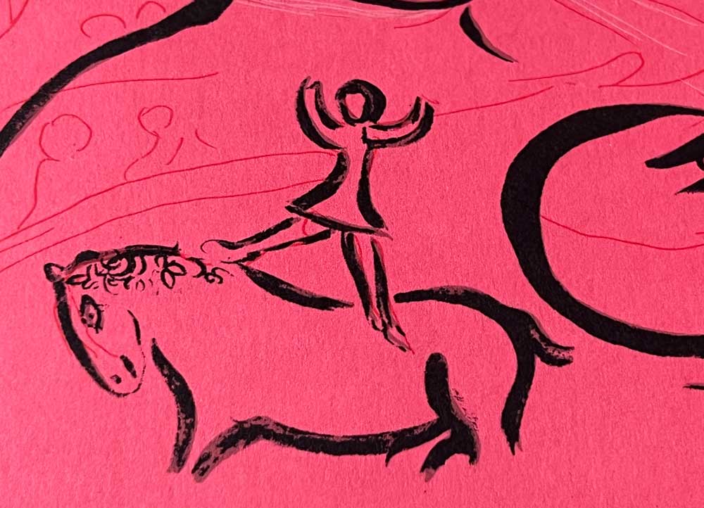 Marc CHAGALL Color Lithograph LIMITED Ed. "le peintre en rose ..." 1963 w/FRAME