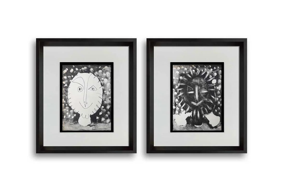 2 ORIGINAL Pablo PICASSO LITHOGRAPH Ltd Ed (2pc set) w/Ref. c55 w/COA & FRAME