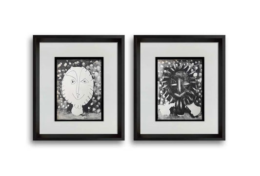 2 ORIGINAL Pablo PICASSO LITHOGRAPH Ltd Ed (2pc set) w/Ref. c55 w/COA & FRAME