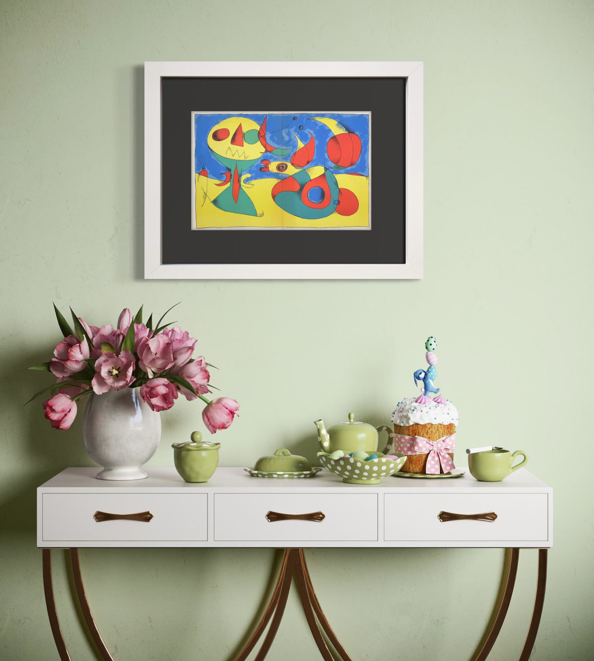 Joan Miro Original Color Lithograph 1956 Limited Edition Custom Framed COA