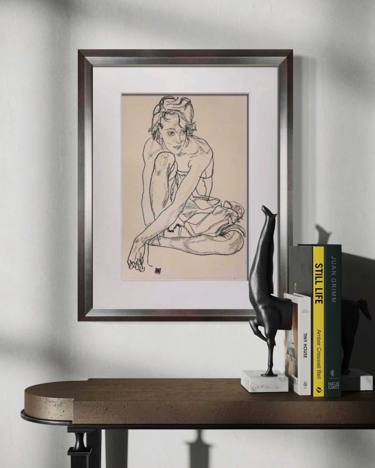 Egon Schiele “Woman Crouching” Lithograph Vienna Limited Edition Framed